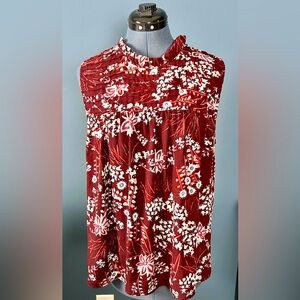 Loft Outlet Ladies Floral woven poly sleeveless blouse size large